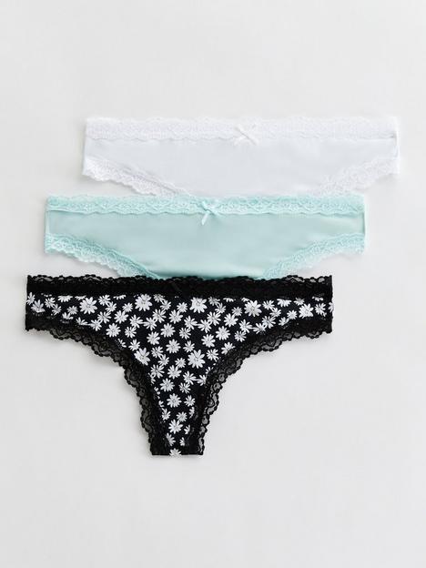 new-look-3-pack-white-green-and-daisy-lace-trim-thongs