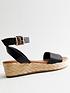  image of new-look-black-leather-look-espadrille-2-part-flatform-sandals