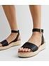  image of new-look-black-leather-look-espadrille-2-part-flatform-sandals