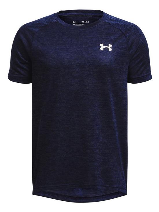 front image of under-armour-tech-20-short-sleeve-t-shirt-older-boys-navy