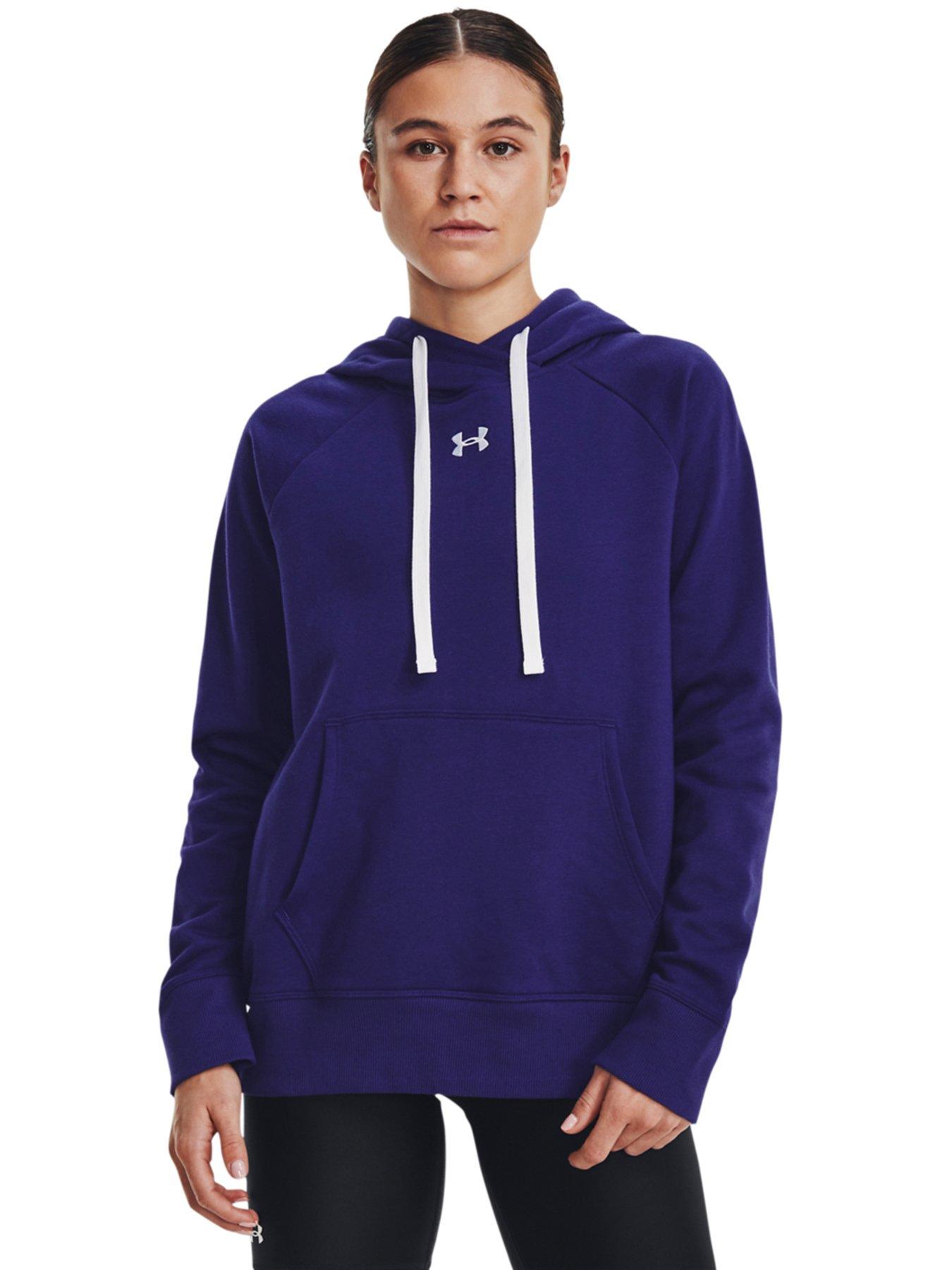 UNDER ARMOUR Womens Essential Fleece Hoodie - Brown/White