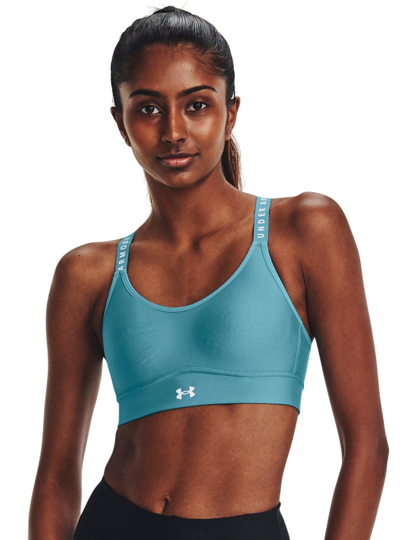 Womens sports bra with support Under Armour PJT ROCK INFTY MID BRA W black