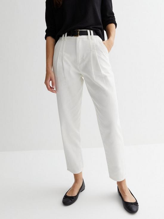 front image of new-look-off-white-denim-high-waist-belted-crop-trousers