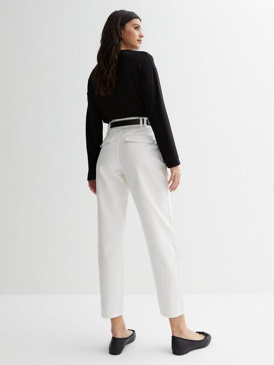 stillFront image of new-look-off-white-denim-high-waist-belted-crop-trousers
