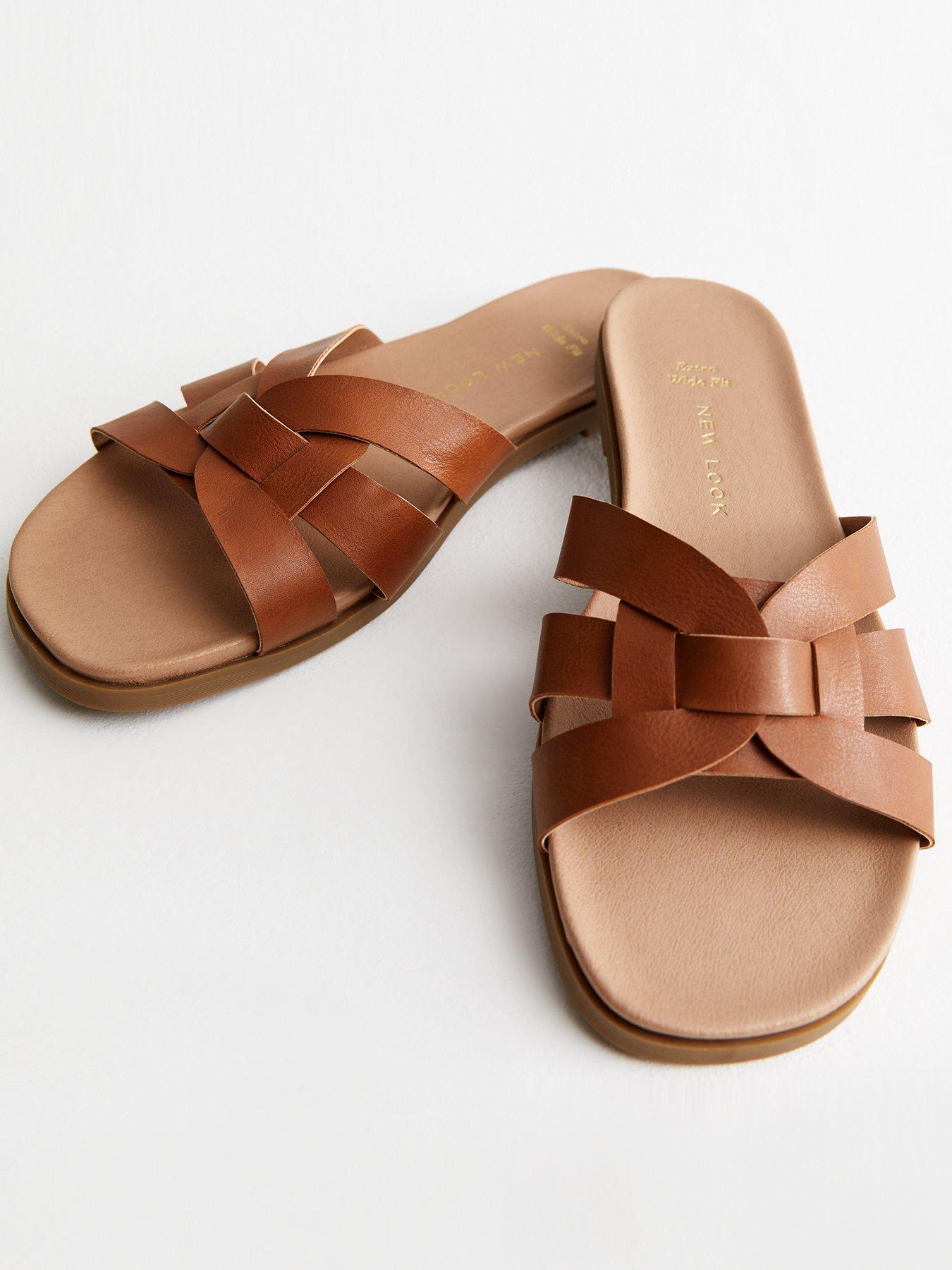 Extra Wide Fit Gold Footbed Mule Sliders