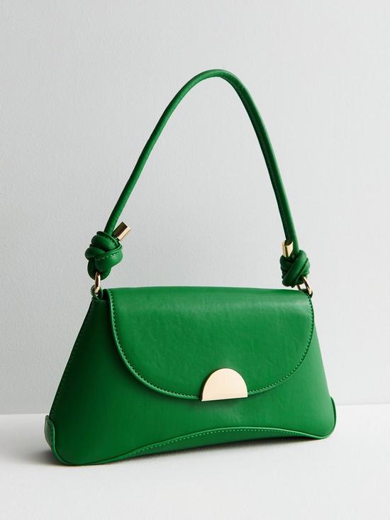 front image of new-look-green-leather-look-knot-strap-shoulder-bag