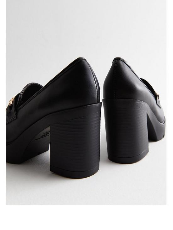 stillFront image of new-look-black-leather-look-bar-block-heel-loafers