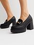  image of new-look-black-leather-look-bar-block-heel-loafers