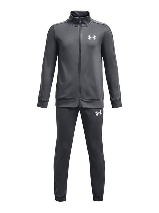 front image of under-armour-knit-track-suit-older-boys-grey