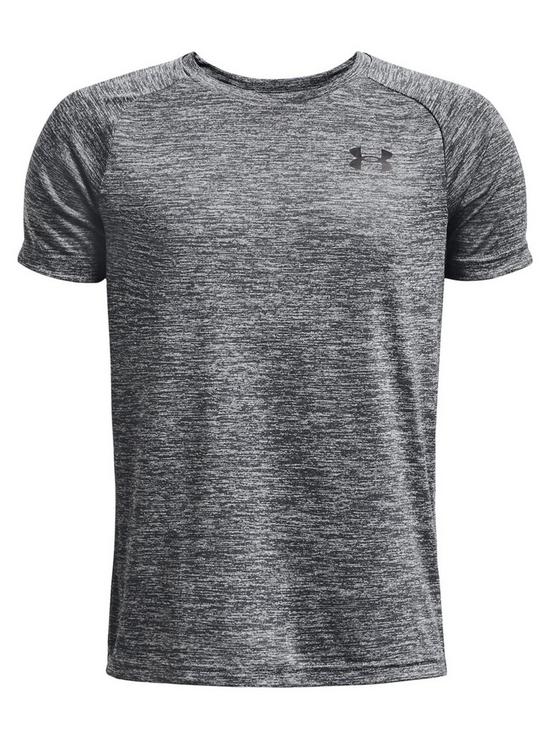 front image of under-armour-tech-20-short-sleeve-t-shirt-older-boys-grey