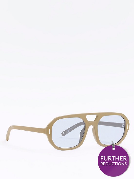 front image of river-island-rubberised-navigator-sunglasses-brown