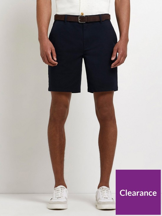 front image of river-island-belted-chino-short-slim