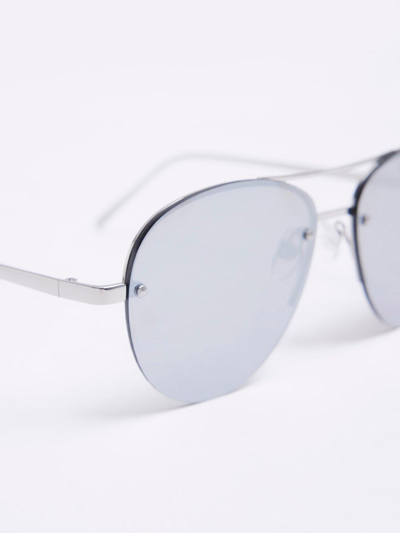  image of river-island-mirror-lens-rimless-aviatornbspsunglasses-silver