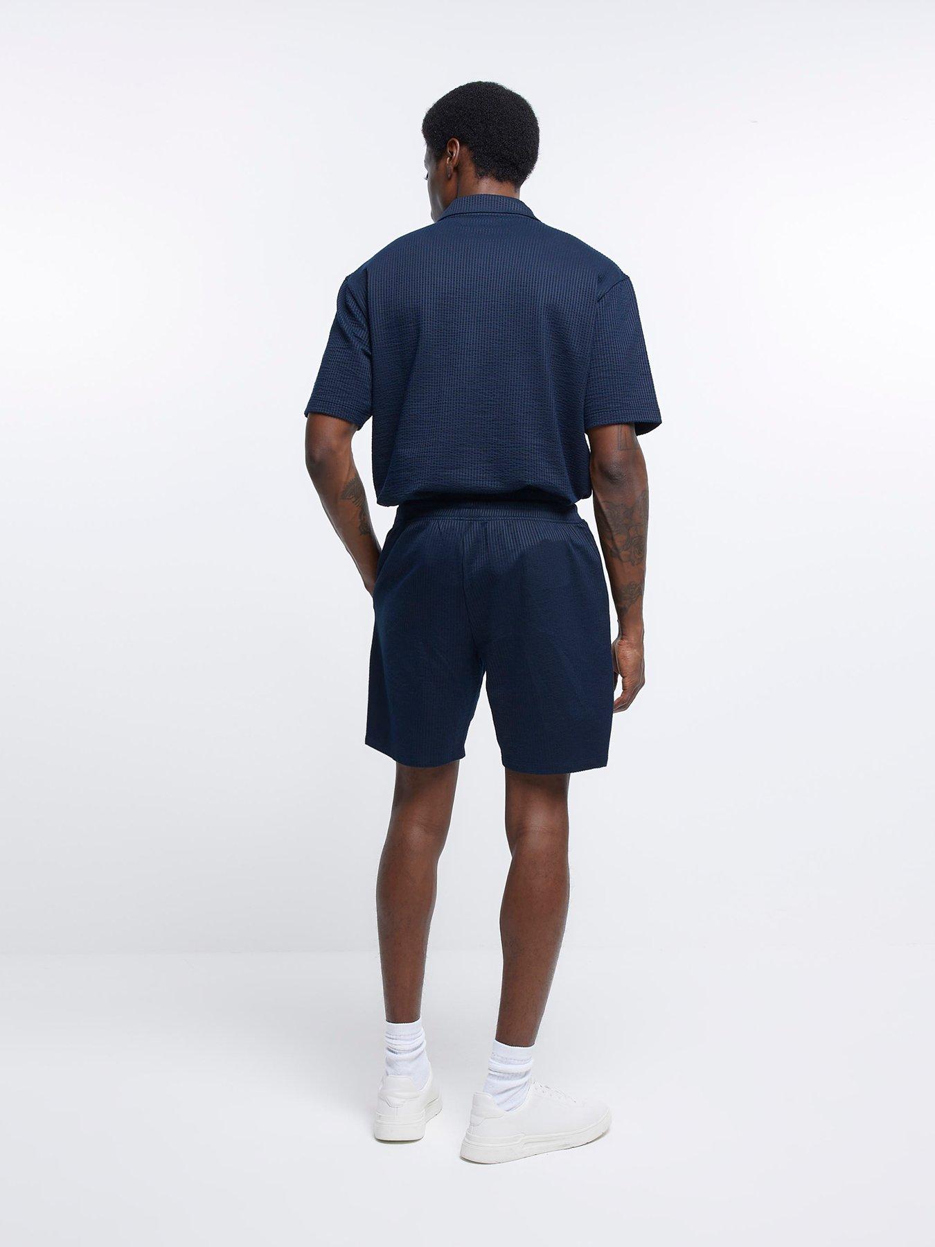  image of river-island-slim-seersucker-short-navy