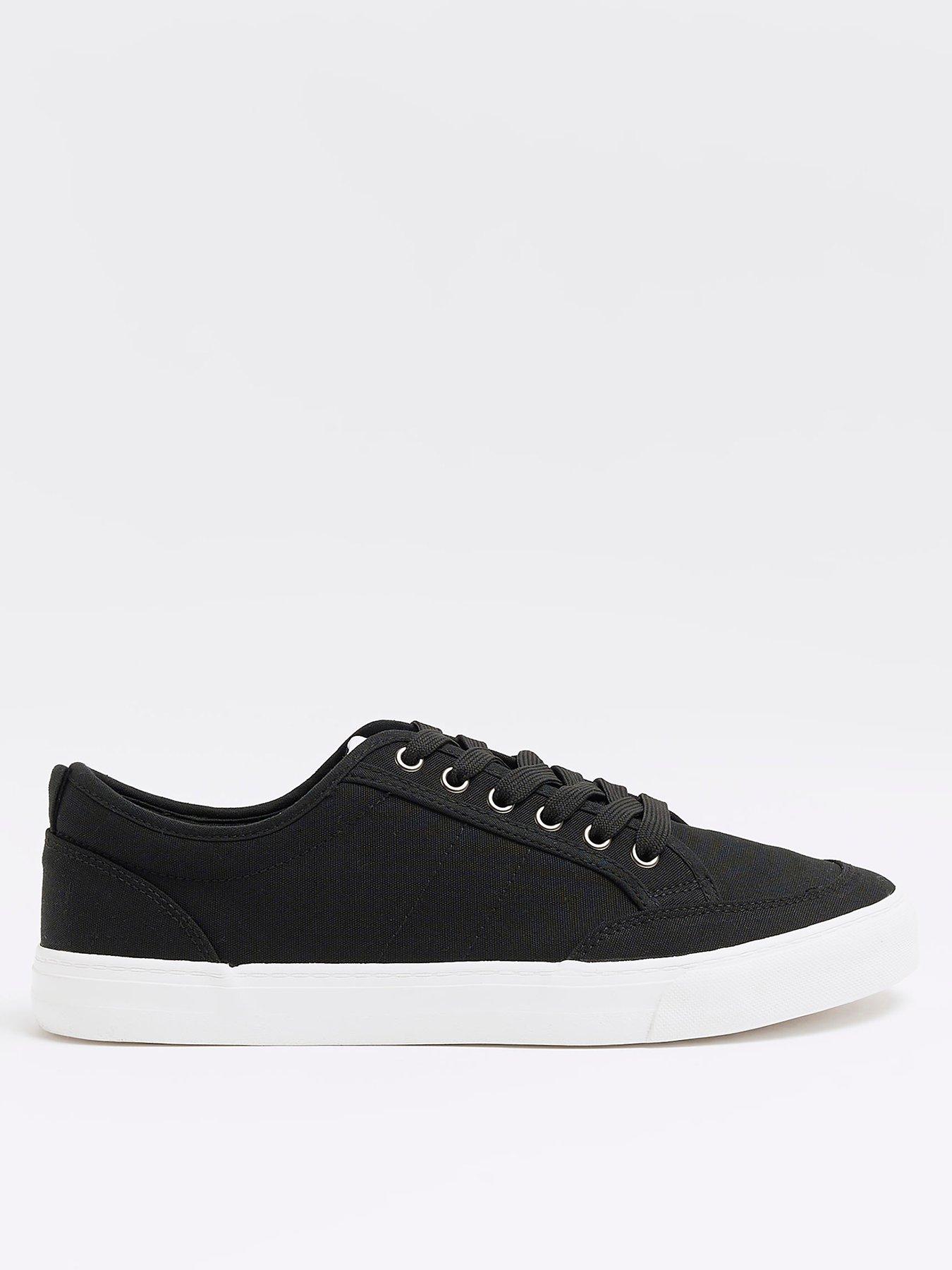 River Island Lace Up Canvas Plimsoll - Black | littlewoods.com