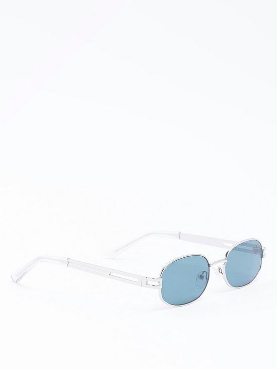 front image of river-island-90s-metal-round-sunglasses-silver