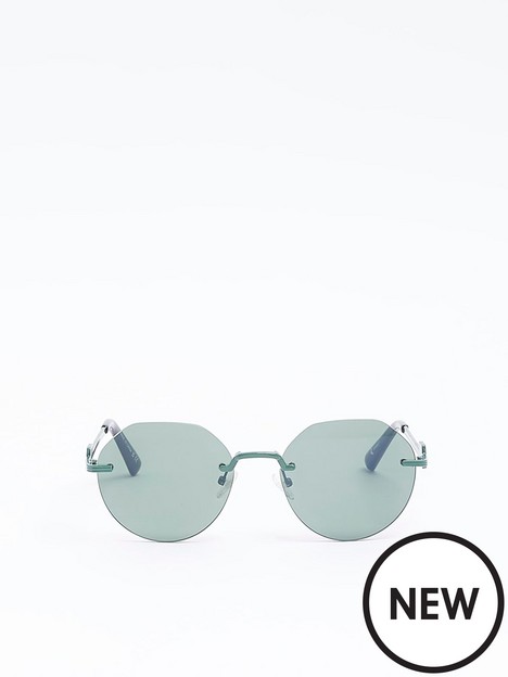 river-island-rimless-round-frame-sunglasses-green