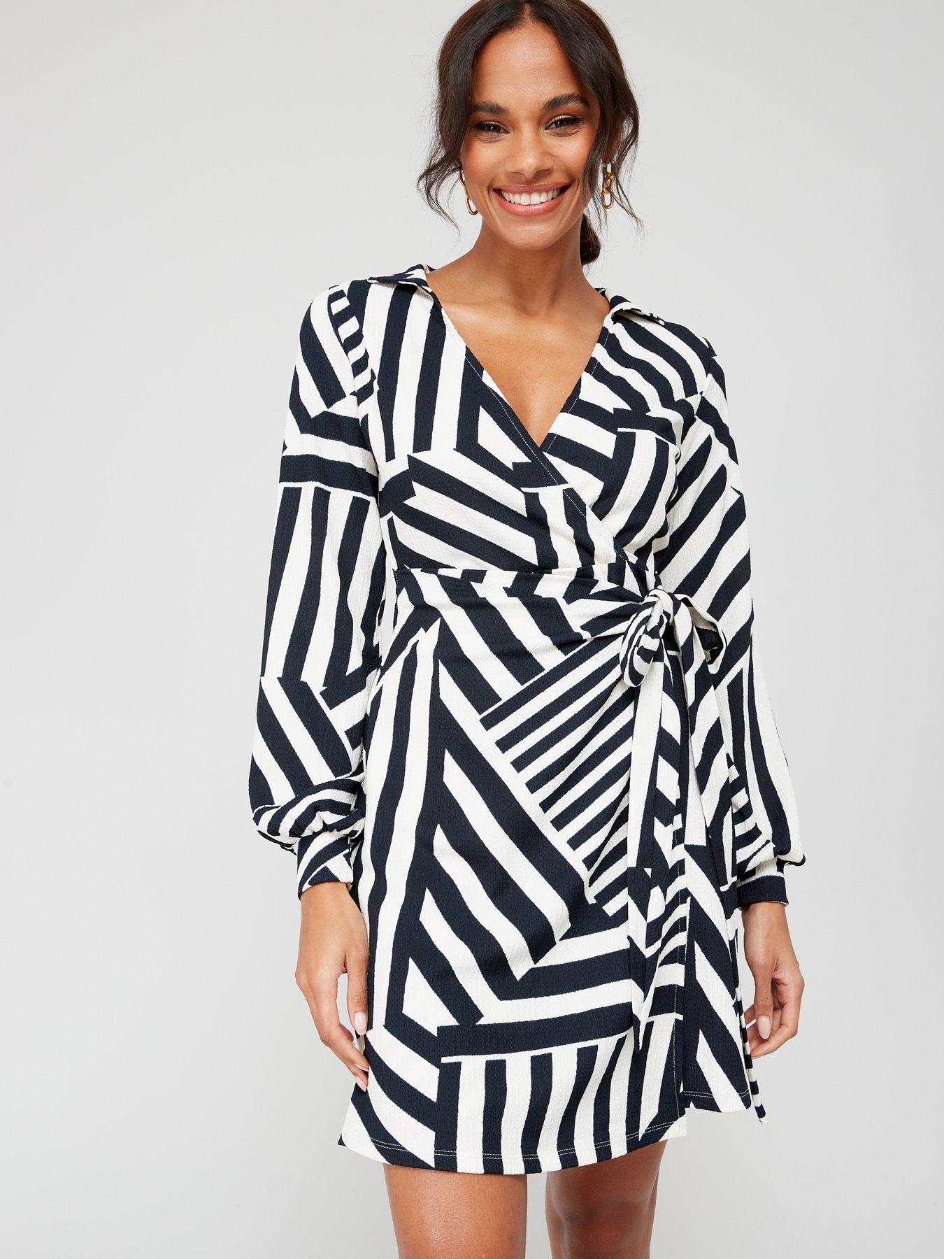 Multi stripe outlet wrap dress