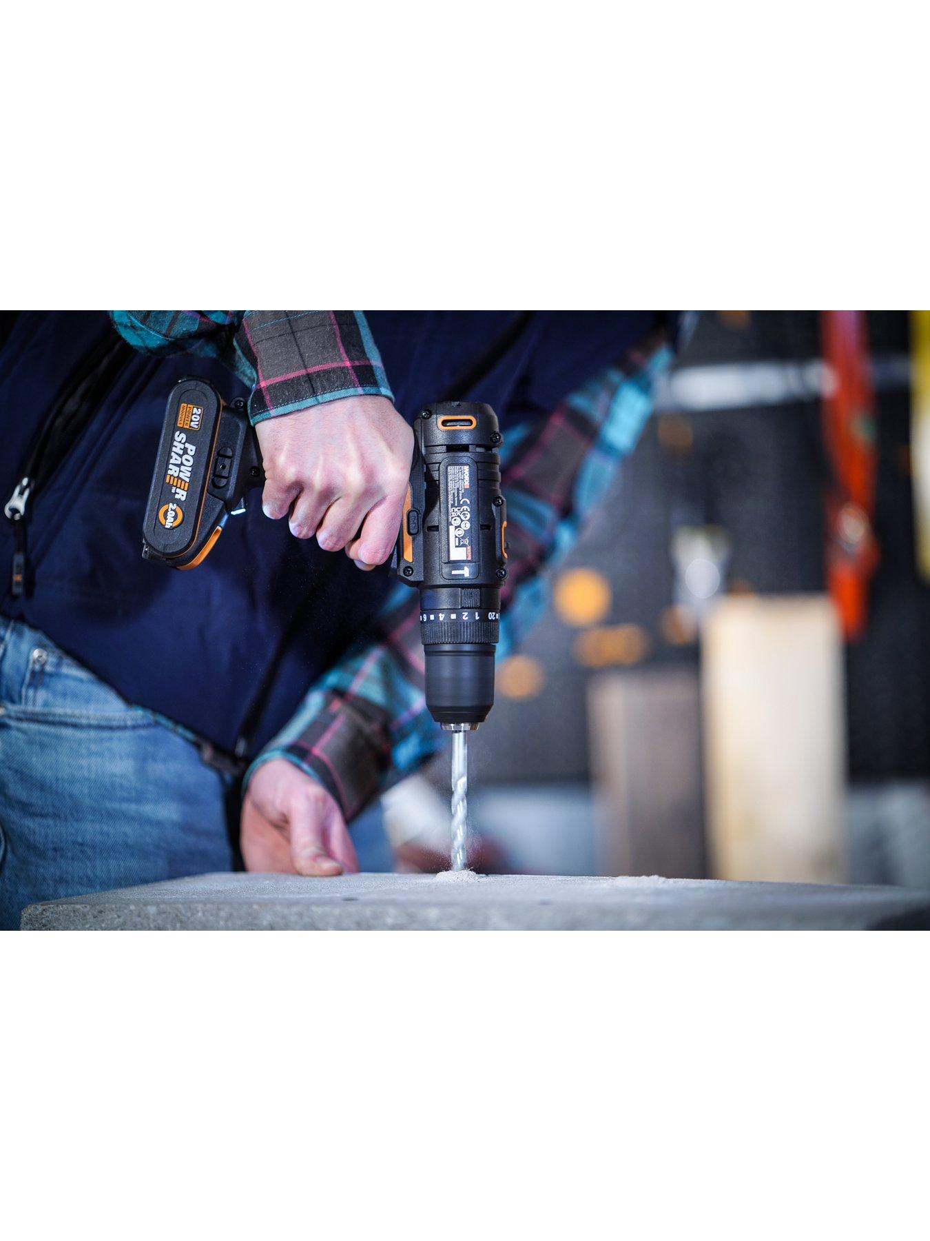  image of worx-20v-cordless-hammer-drill-with-x2-20ah-batteries-charger-amp-30pc-drill-bit-set