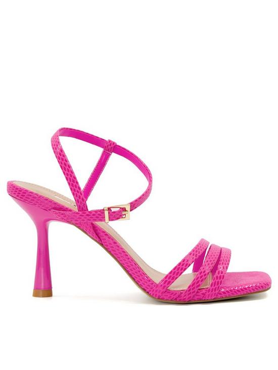 front image of dune-london-magnum-barely-there-sandal-pink