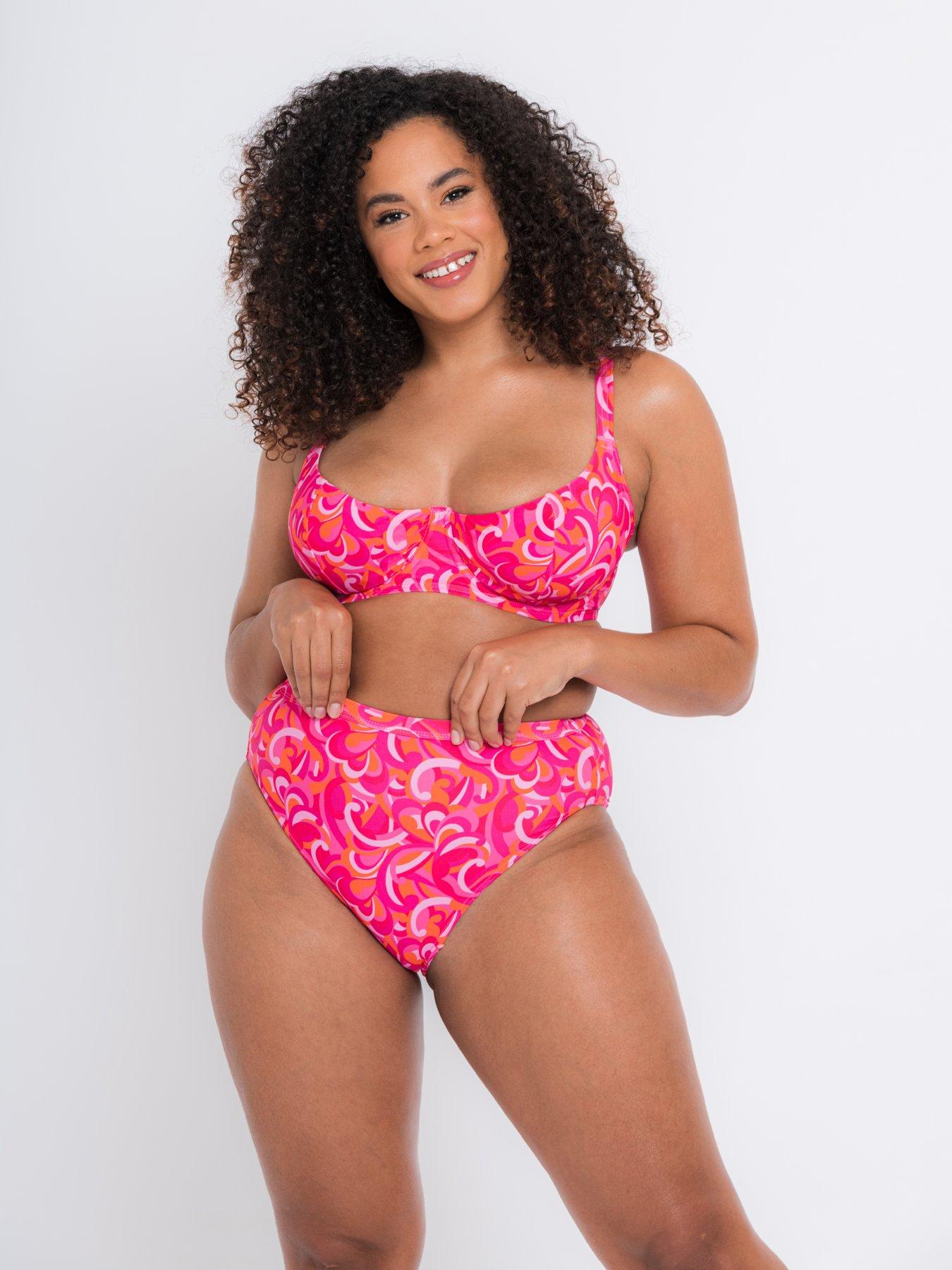 front image of curvy-kate-retro-wave-balcony-bikini-print-mix