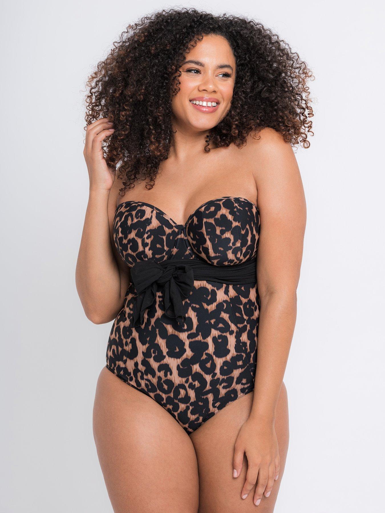 Curvy Kate Wrapsody Bandeau Swimsuit Leopard Print