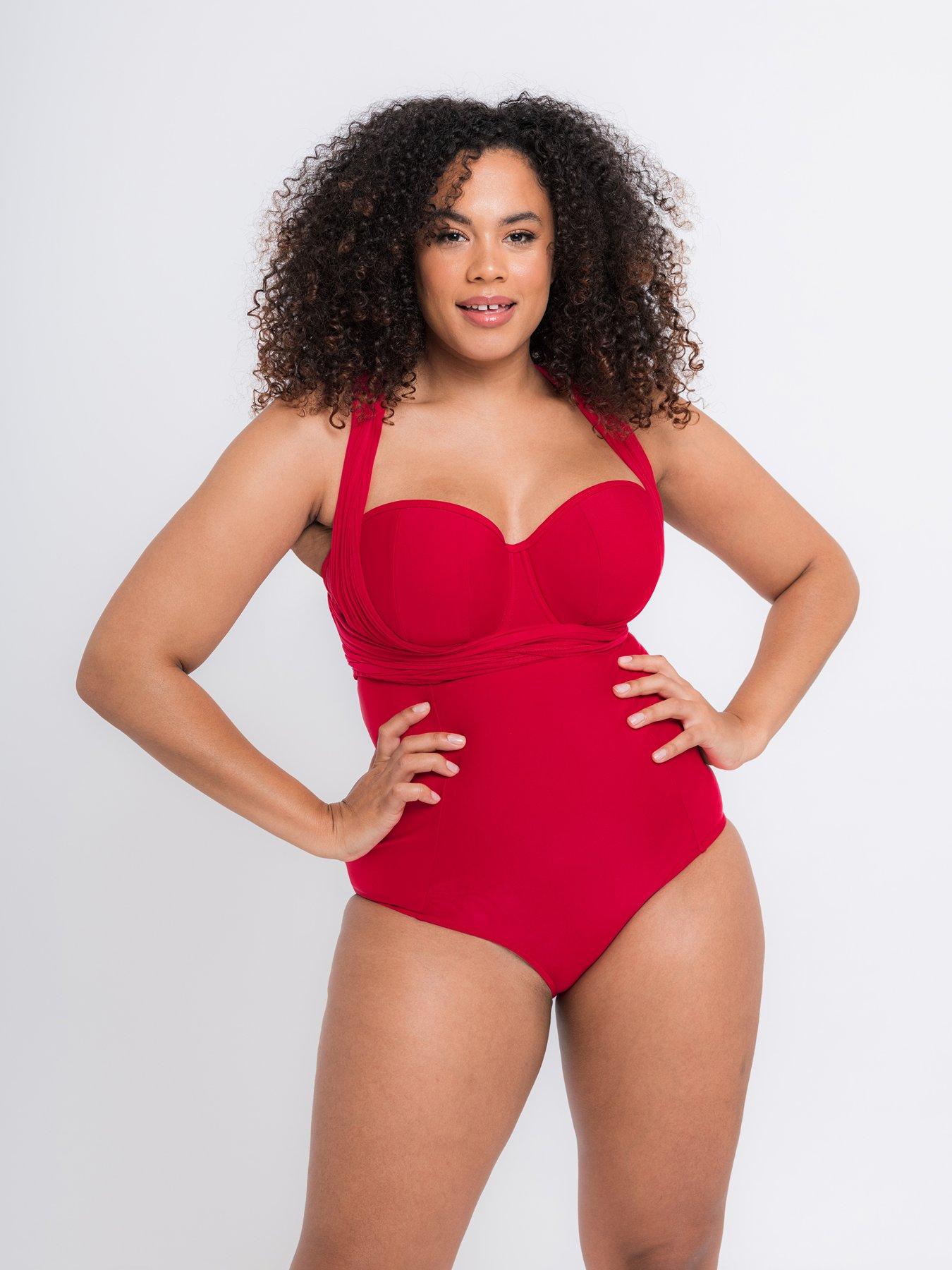 Curvy Kate Wrapsody Bandeau Swimsuit Red