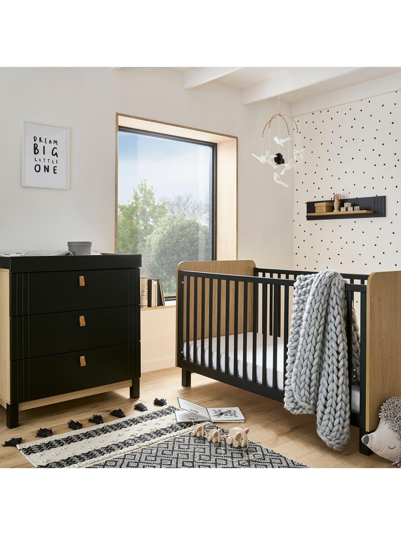 CuddleCo Rafi 2Piece Nursery Furniture Set Oak and Black