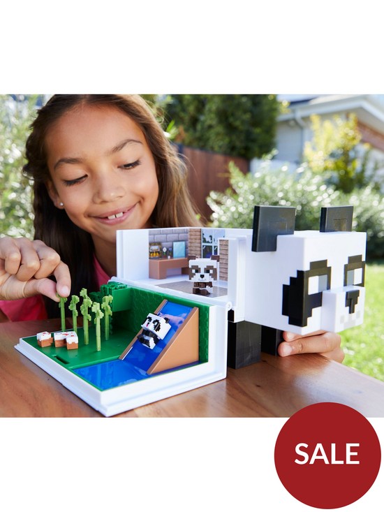 front image of minecraft-mob-head-minis-panda-playhouse-set-and-figures
