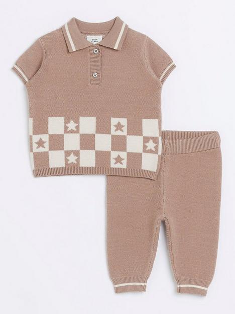 river-island-baby-baby-boys-checkerboard-knitted-set-beige