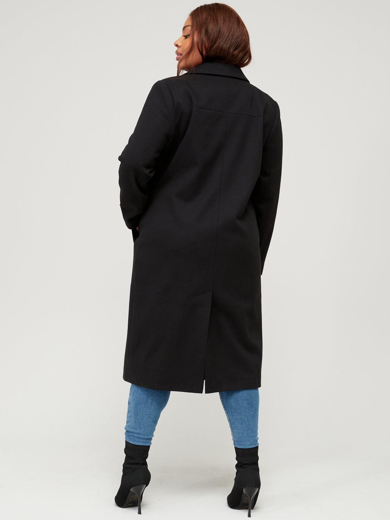 V by Very Curve Longline Formal Coat Black littlewoods