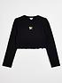  image of river-island-girls-rib-embroidered-long-sleeve-top-black
