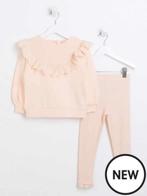 river-island-mini-mini-girls-broidery-frill-leggings-set-pink