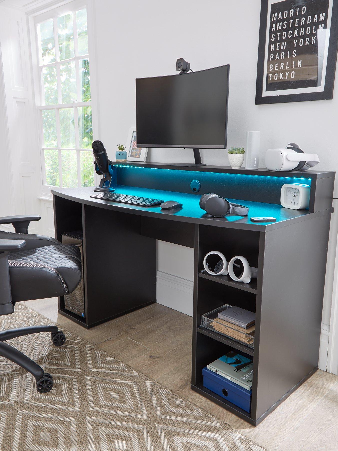 Image 1 of 6 of The Very Collection Ayo Compact Gaming Desk with Colour Changing LEDs&nbsp;- FSC&reg; Certified