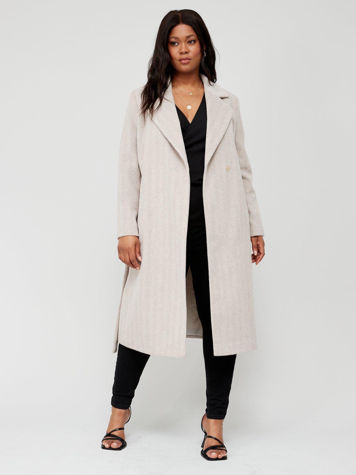 Grey wrap belted coat hotsell