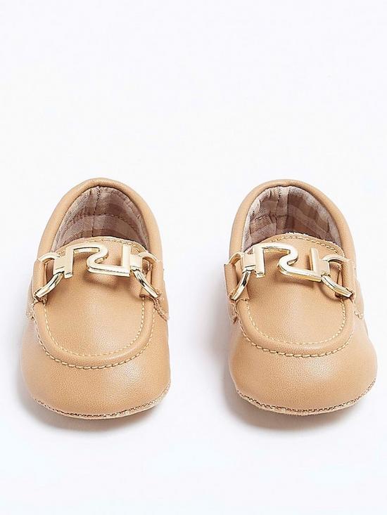 front image of river-island-baby-baby-boys-pu-loafers-beige