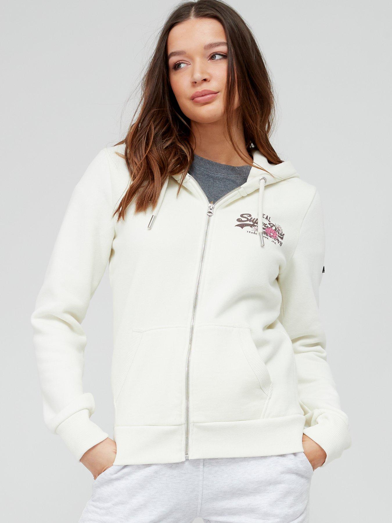 Superdry white outlet hoodie womens