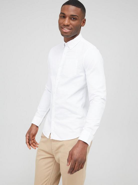 front image of superdry-long-sleeve-regular-oxford-shirt-white