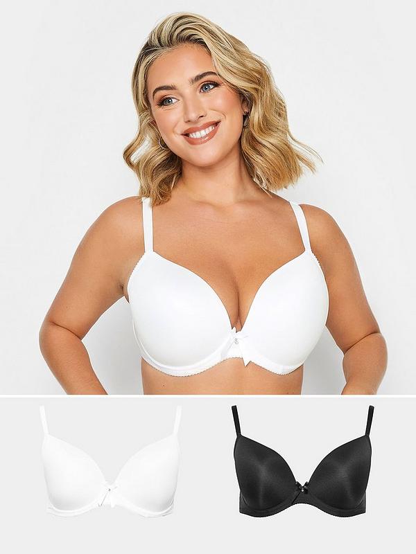 Yours 2 Pack Plunge Microfibre Bra - Black/White