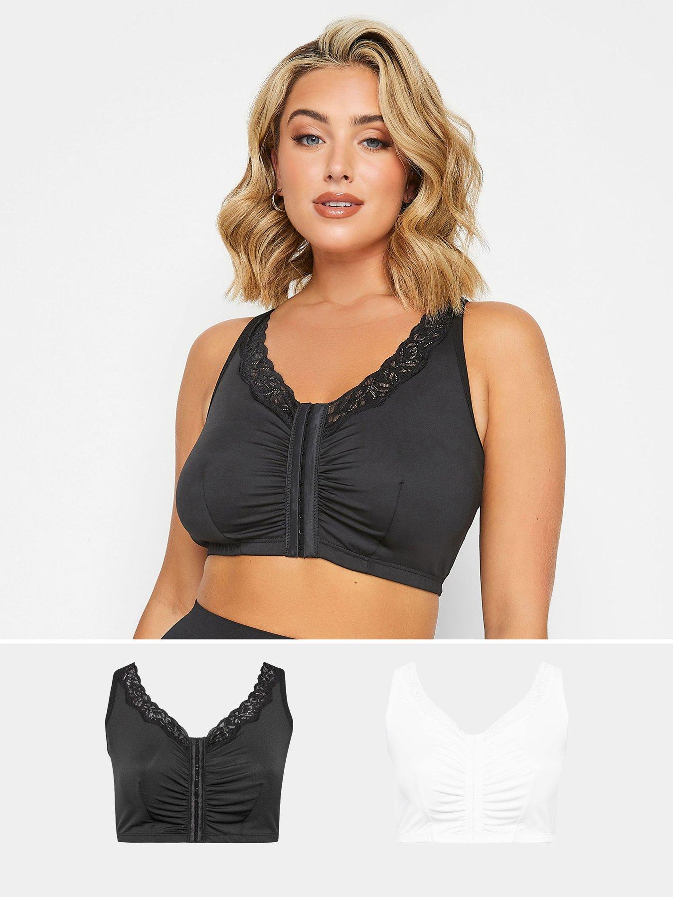 undefined 2 Pack Lace Trim Front Fastening Bra