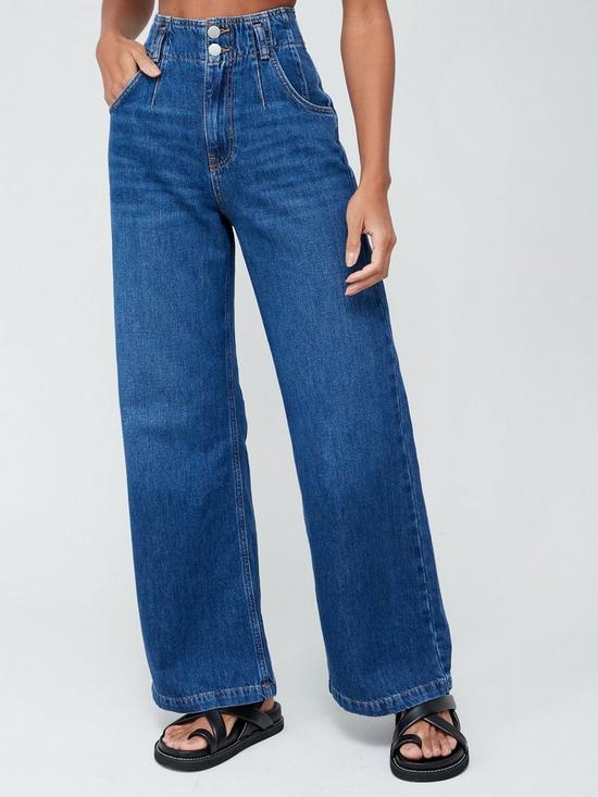 front image of v-by-very-high-waist-lounge-jeans-dark-wash-blue
