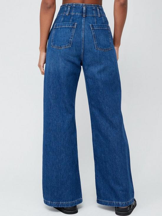 stillFront image of v-by-very-high-waist-lounge-jeans-dark-wash-blue