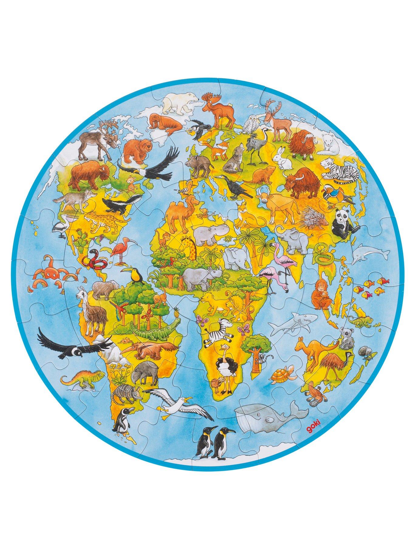 Image 1 of 2 of Goki&nbsp;World 49-Piece&nbsp;Round&nbsp;Jigsaw Puzzle with XXL Large Pieces - 45 cm Diameter