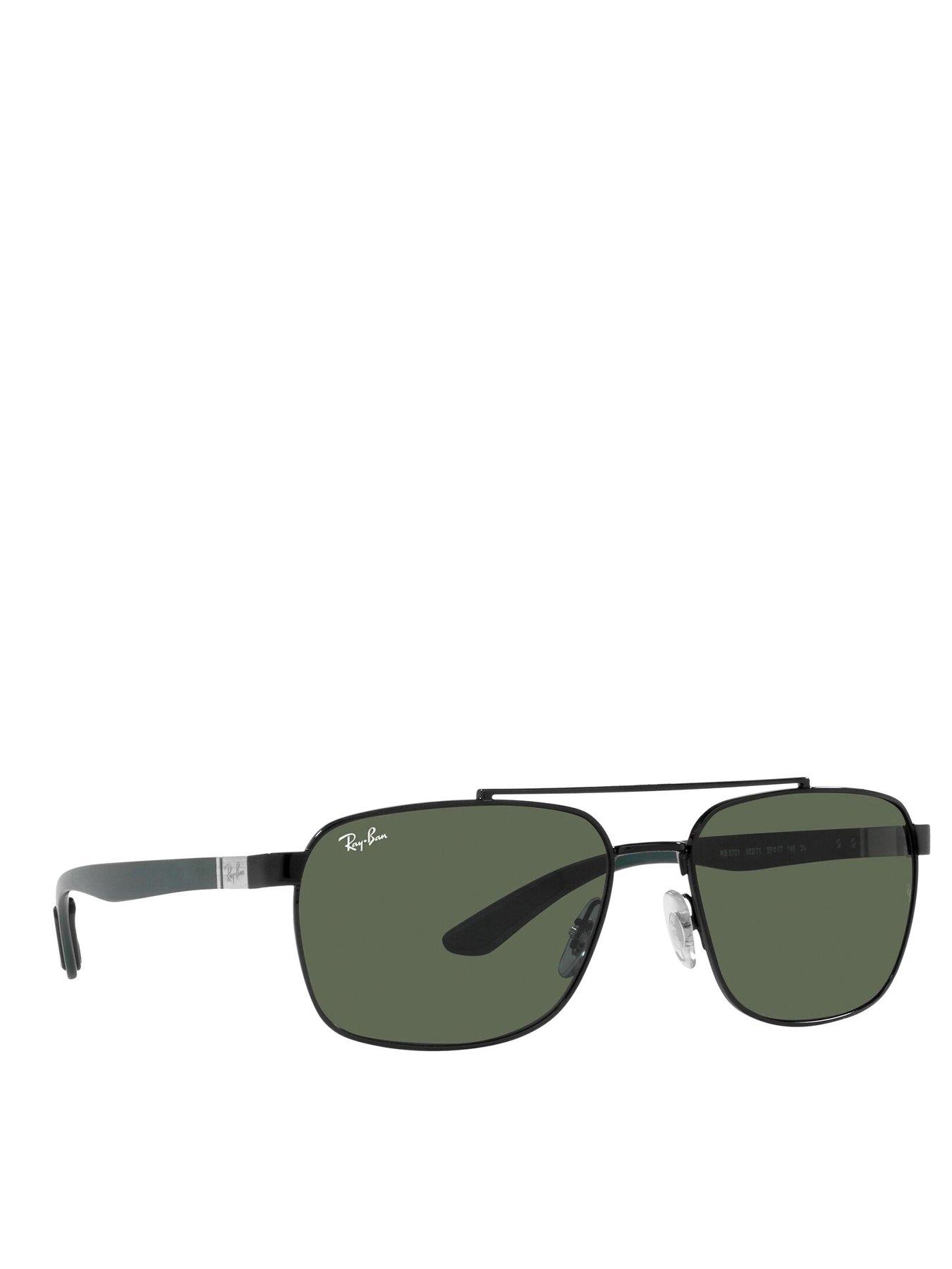 undefined Rectangle Aviator Sunglasses - Black