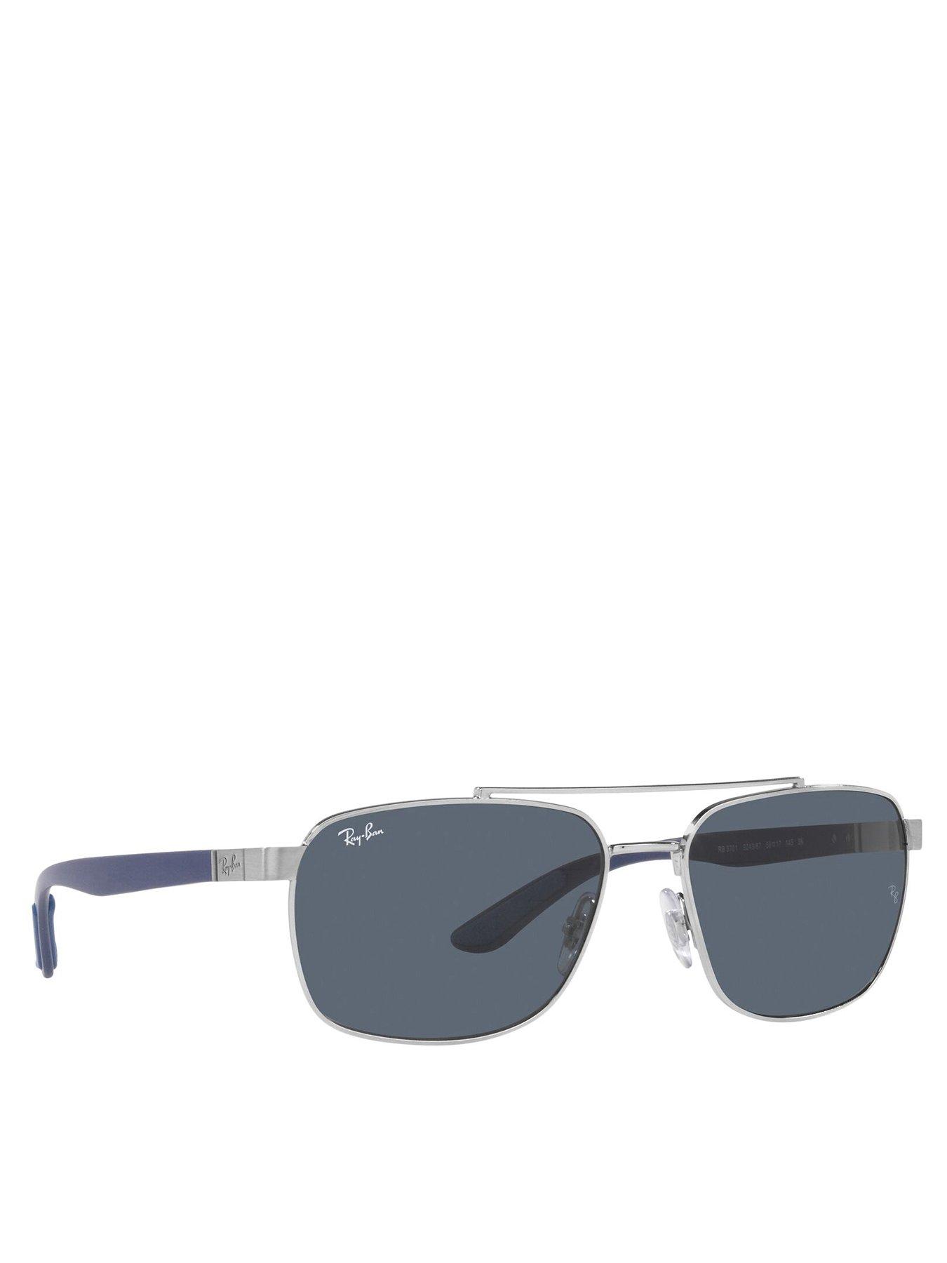 undefined Rectangle Aviator Sunglasses - Silver