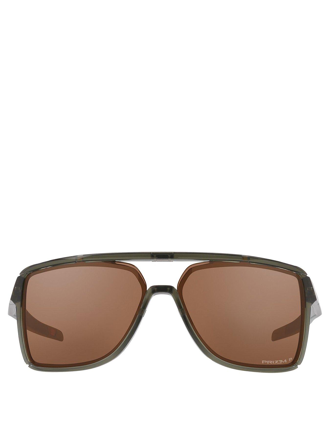  image of oakley-castel-prizm-tungsten-polarized-aviator-sunglasses-green