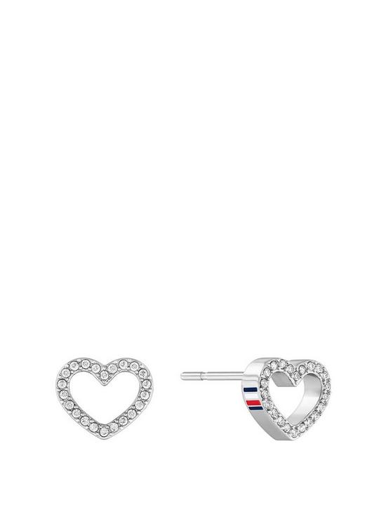 front image of tommy-hilfiger-womens-open-heart-stud-earrings