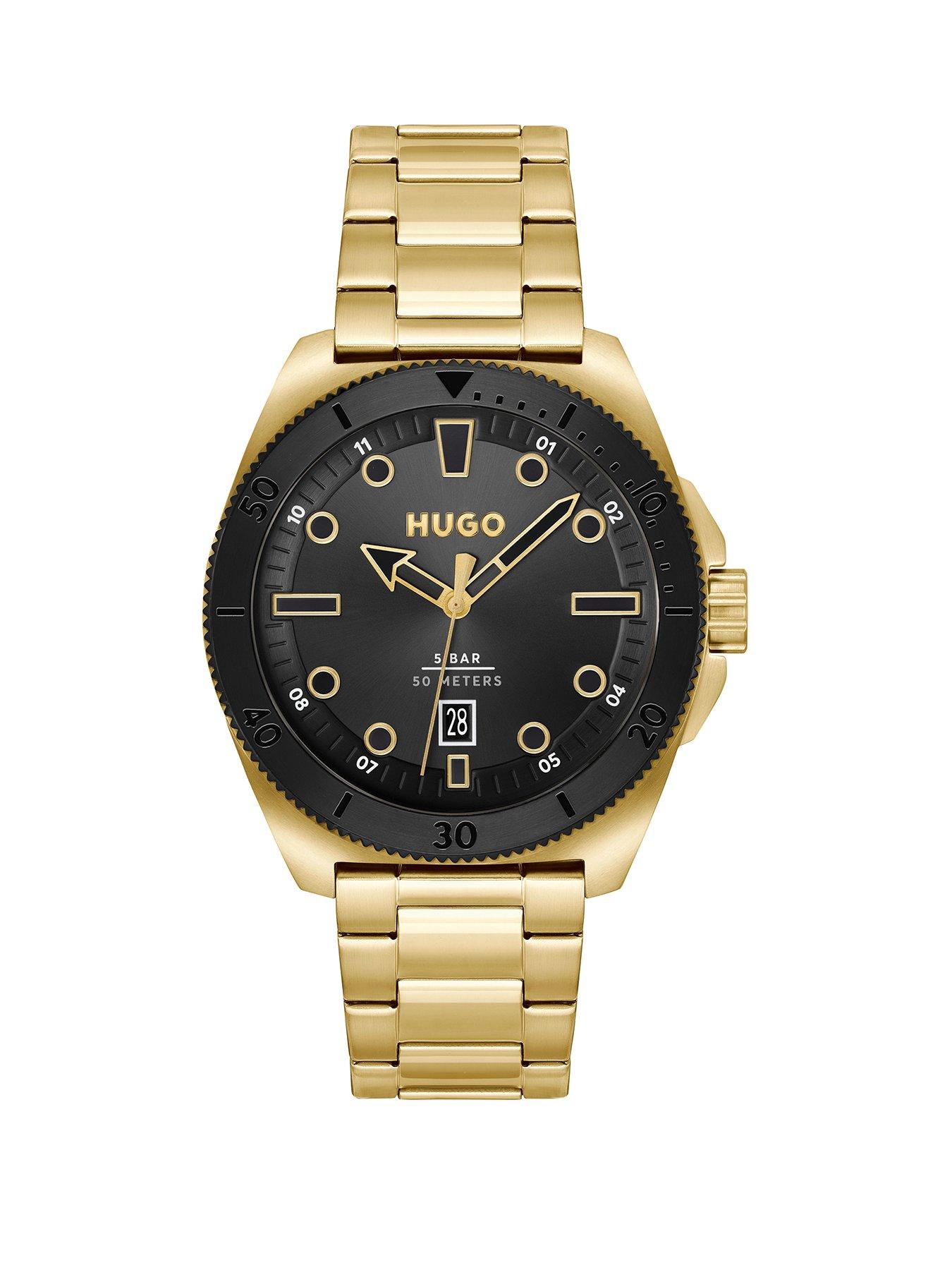 Hugo black ip outlet black dial bracelet watch