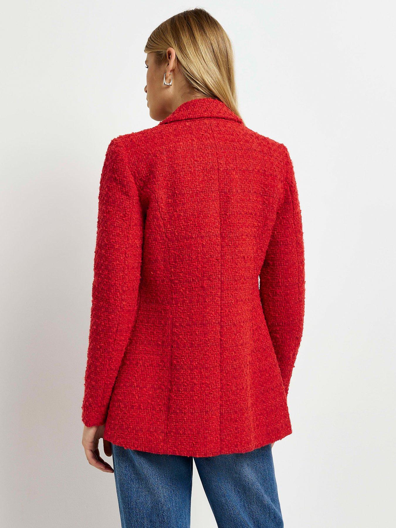 River Island Boucle Blazer - Red | littlewoods.com