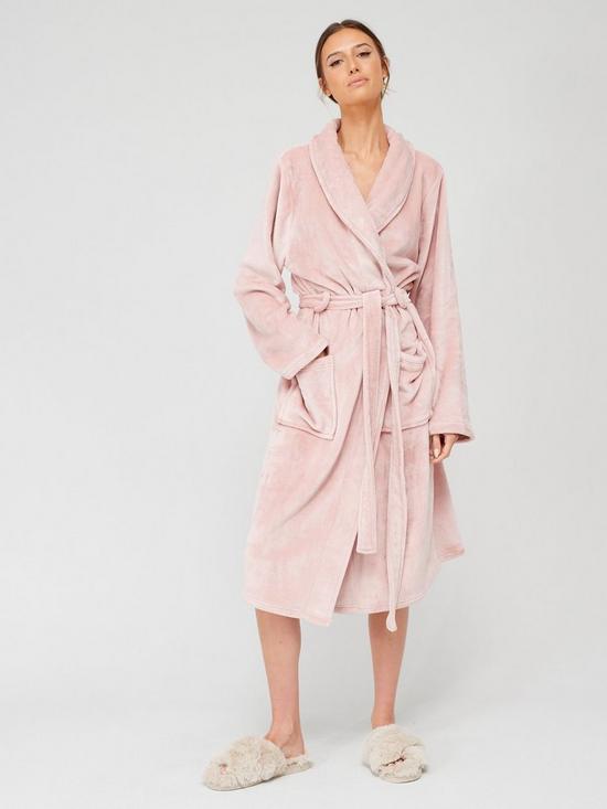 front image of everyday-supersoft-dressing-gown-pink